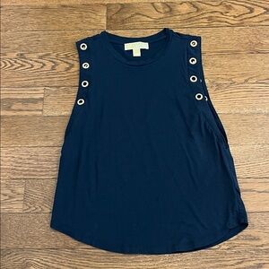 Michael Kors Dark Blue Sleeveless Tee with Rivets Design